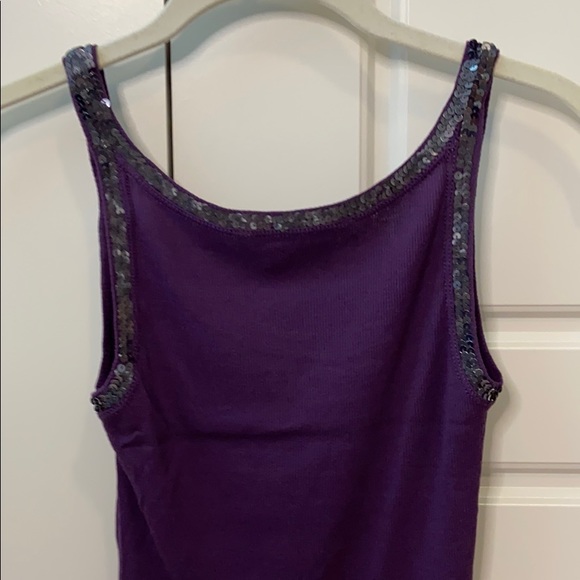 BCBG sequin trimmed purple tank top small - Picture 7 of 9